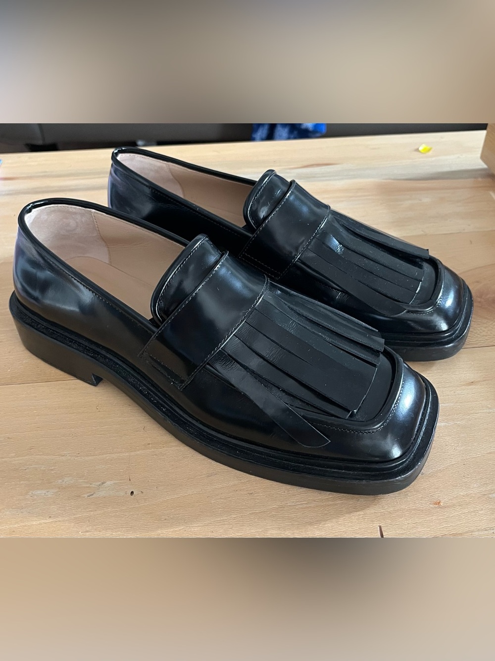 Wandler black patent leather fringed kiltie Loafers shoes  Sz 40/9